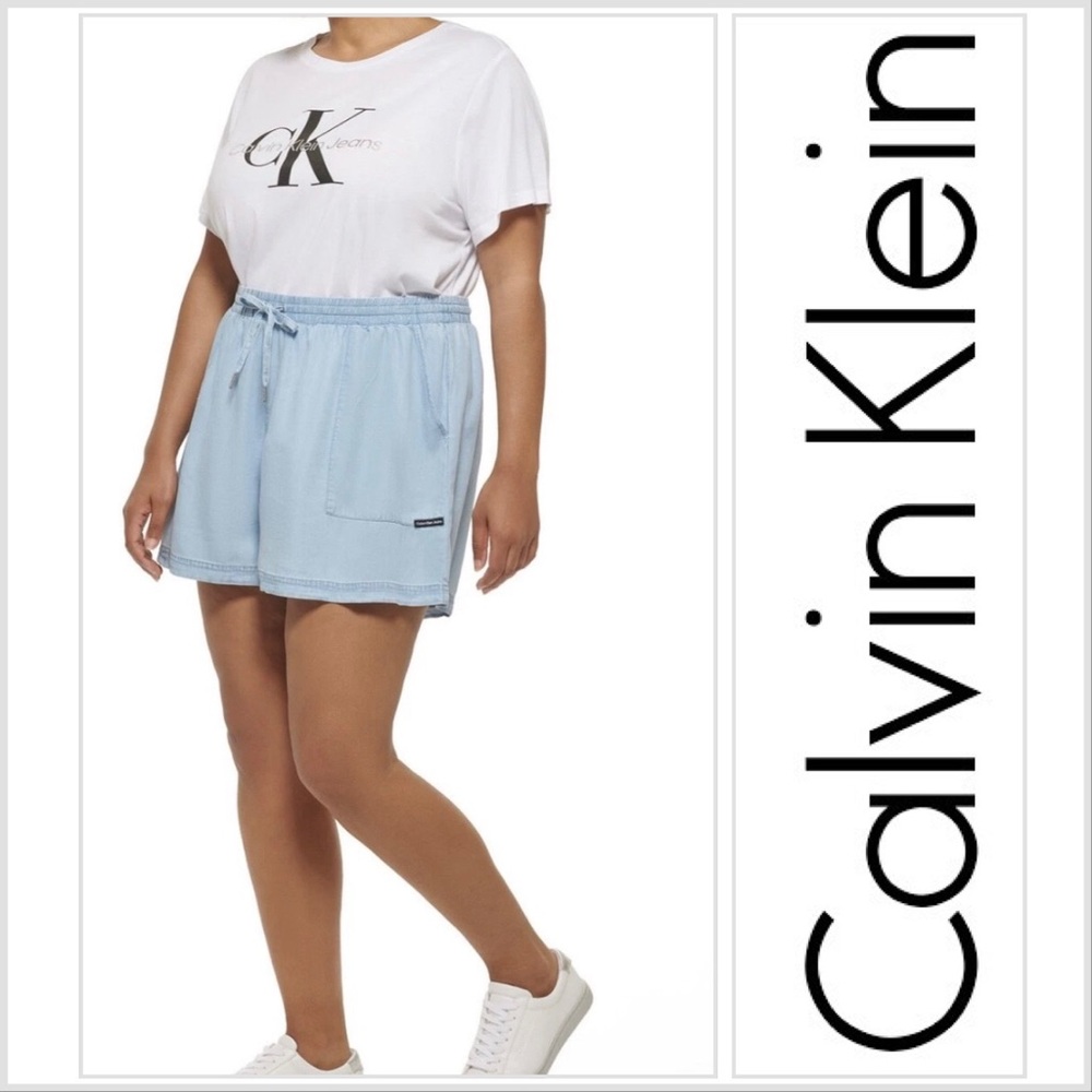🌻 Calvin Klein Chambray Drawstring Summer Shorts